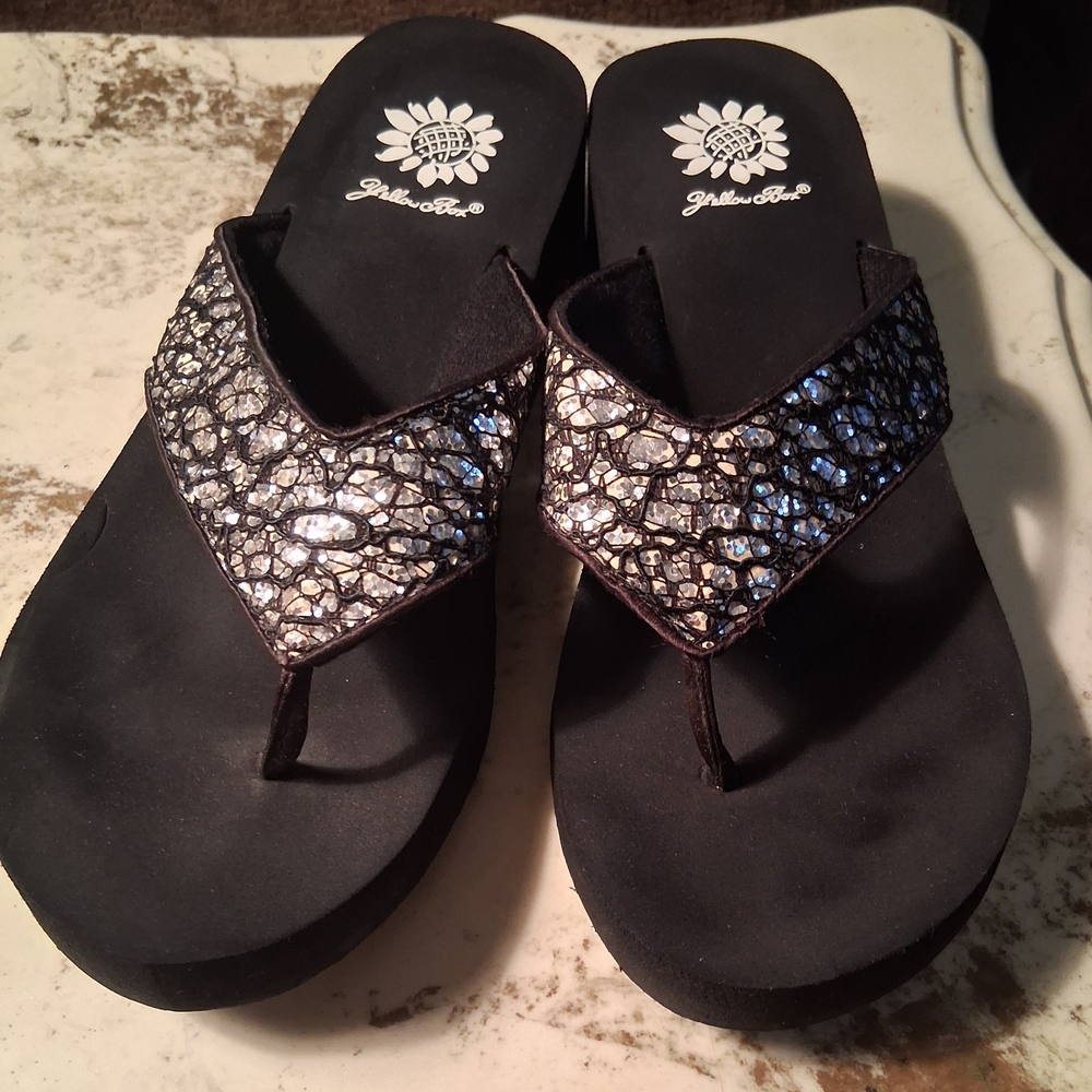 Yellow Box Black and Silver Sandals